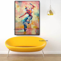 Street Dance Man Oil Painting Hand Painted Figures Abstract Canvas Pop Art Mural