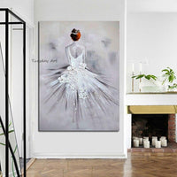 Hand Painted Oil Paintings Dancing Woman Painting Classical Dancer Canvass Modern Room Decoration