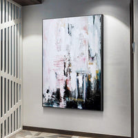 Abstract White Hand Painted Canvas Painting Modern Wall Art Hallway