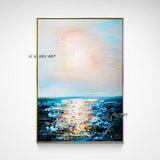 Hand Painted Abstract Wall Art Seascape Minimalist Modern On Canvas Decorative