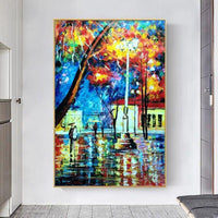 City Street Landscape Abstract Canvas Painting Wall Art Bedroom