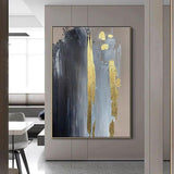 Pure Hand Painted Luxurious Gold Foil Craft Modern Abstract Oil Canvas Painting On The Wall Art Entrance Decoration Art