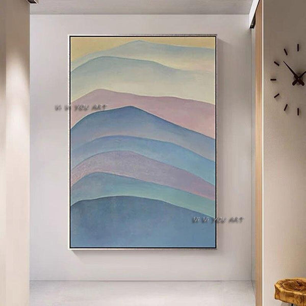 Hand Painted Canvas Colorful Mountains Moderns Bedroom Abstract Style