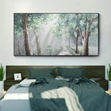 Green Landscape Art Hand Painted Modern Abstract Oil Painting On Canvas Wall Art As