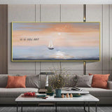 Wall Painting Hand Painted Sailboat Sunrise Seascape wall Canvas Sofa Bedroom