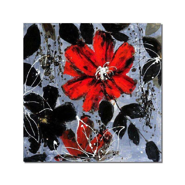 Abstract Beautiful Texture Flowers Painting Hand Painted On Canvas Red Black Flowers Oil Painting Wall Art For Home Decor