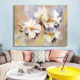 Hand Painted Abstract White Flower Art On Canvas Wall Art Wall Adornment Painting