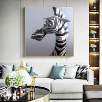 Hand Painted Zebra Animal Oil Paintings Hot Sell Wall Art Unique Canvas Oil Painting