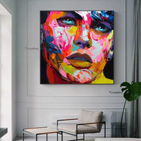 Hand Painted Francoise Nielly Palette Knife Painting Male Portrait Modern Abstract Face Oil painting Impasto figure on Canvas