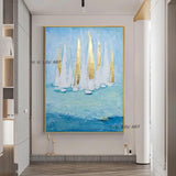 Hand Painted Oil Paintings on Canvas Fishing Ports and Boats Bedroom Wall Art