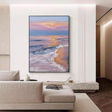 Modern Abstract Hand Painted Oil Painting Texture Canvas Sunset Landscape Big