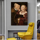 Da Vinci Hand Painted Old Man and Young Woman Hand Painted Oil Paintings Canvas Wall Art for Homes