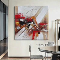 Hand Painted Oil Painting Modern Colorful Color Blocks Lines AbstractOn Canvas Art