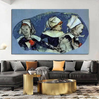 Paul Gauguin Hand Painted Study for Breton Girls Dancing Pont-Aven Oil Painting Abstract Classic Retro Wall Art