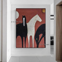 Home Decor Wall Art Black White Horse Animal On Canvas Wall Paintings Bedroom