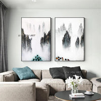 Hand Painted Abstract Mountain Oil Paintings On Canvas Landscape Wall Art Minimalist