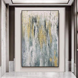 Contemporary art Abstract Painting Hand Painted Blue Yellow oil painting Wall Art Canvas Painting Restaurant decoration