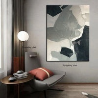 Hand Painted Oil Paintings Modern Dark Color Block Abstract Canvass Bedroom Fashion