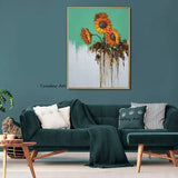 Hand Painted Yellow Sunflowers Oil Painting Canvas Modern Cuadro