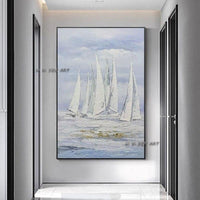 Hand Painted Abstract Wall Art Canvas Modern Seascape Canvas Paintings