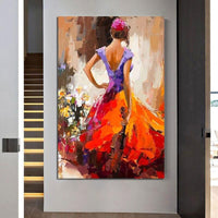 Hand Painted Oil Painting Impression Figures Abstract Wall Art Girls