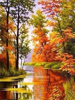 DIY 5D Diamond Painting Full Round Diamond Mosaic Landscape Diamond Autumn Scenery