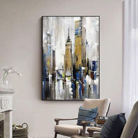 Hand Painted City Building Oil Painting Scenery For Home Abstract On Canvas