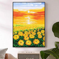 Knife Street Sunflowers Abstract Oil Painting Wall Art Hand Painted Flowers On Canvas Mural