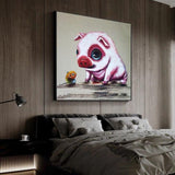 Thick oil knife painting Hand-Painted impression Animal Piggy Oil Painting On Canvas Kid Room As