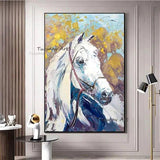 Hand Painted Animal Oil Painting Gold Foil Horse Abstract Canvas Modern Wall