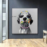 Cool Of A Dalmatian With Sunglasses And Headphones Modern Home Good Wall Art Canvas Painting Artwork Painting