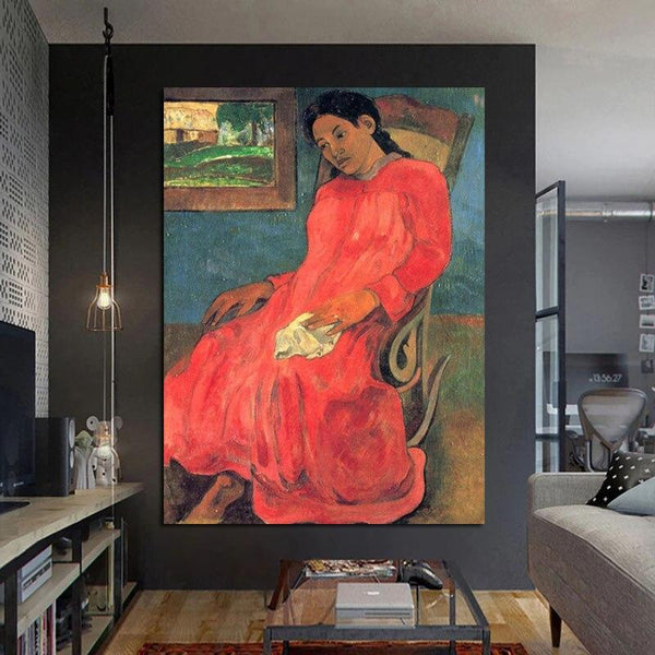 Hand Painted Art Oil Painting Paul Gauguin Impressionism Woman Abstract Figure Retro Room Decors