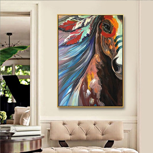 Hand Painted Oil Painting on Canvas Mural Animal Modern Fashion Horse Decors Bedroom