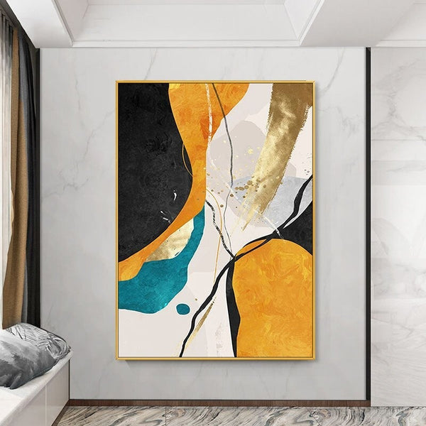 Hand Painted Oil Painting Color Block Lines Abstract Art Canvas