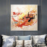 Modern Painting Hand Painted Wall Art Canvas Painting Orange Theme Entrance Hallway