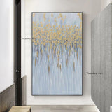 Art Hand Painted Gold Foil Oil Painting On Canvas Modern Abstract Oil Painting For Wall