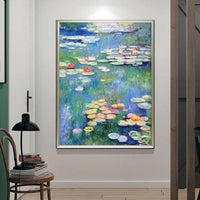 Hand Painted Famous Claude Monet Oil Painting Water Lily Canvas Art Modern Home Wall Decorative Painting