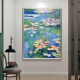 Hand Painted Famous Claude Monet Oil Painting Water Lily Canvas Art Modern Home Wall Decorative Painting