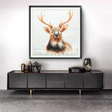 Hand Painted Contemporary Deer Oil Painting on Canvas Abstract Animal Hallway