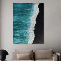 Hand Painted Modern abstract Canvas blue Sea Beach Landscape Modern Wall Painting As