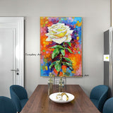 Hand Painted Oil Painting Knife Flower Abstract Canvas Painting Modern Room Decor