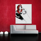 Hand Painted Modern Abstract Singer Oil Painting Red Lip Sexy Singer Oil Painting