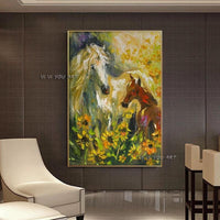 Hand Painted Horse Head Animal Wall Hanging Canvas Art Painting Artwork For Hotel Hall Decor