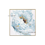 Design Unique Design High Quality Hand Painted Modern impression Blue Flower On Canvas