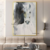 Hand painted Modern Animal Abstract Canvas Oil Paintings Retro Impression Horse Homes Decoration