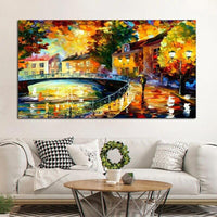 Hand Painted Oil Painting Canvas Classic Knife Street Colorful Landscape Tree Abstract Home Room Decors