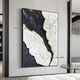 Black White Abstract On Canvas Hand Painted Landscape Abstract Wall Art Office Hotel