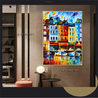 Hand Painted Venice Landscape Abstract Knife Painting Modern Canvas Painting