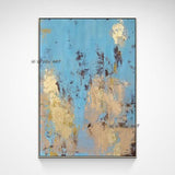 Hand Painted Abstract Wall Art Gold Foil Colorful Style Minimalist Modern On Canvas Decorative