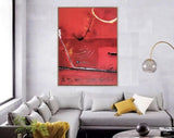 Abstract Red Canvas Hand Painted Oil Painting Modernative Scandinavian